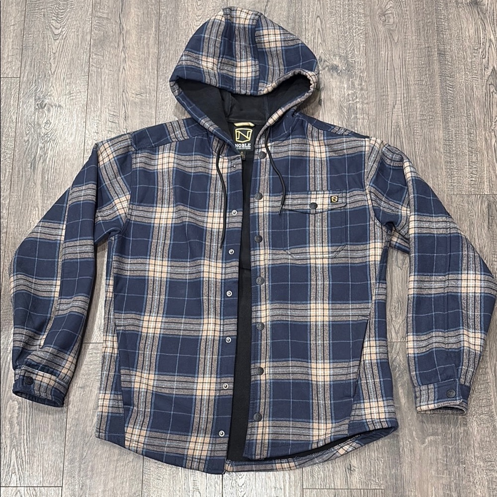Noble Outfitters Plaid Hooded Shirt Jacket
